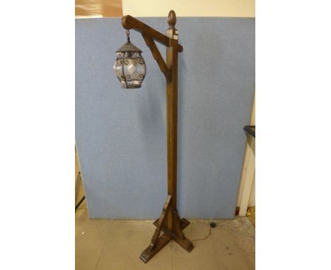 An oak lantern standard lamp 