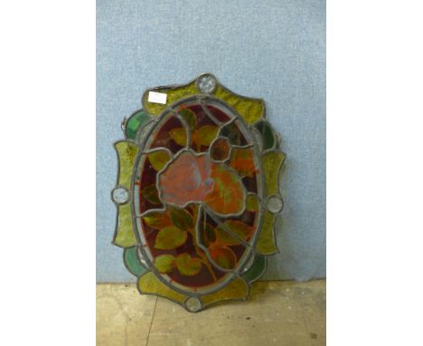 A stained glass hanging panel, a/f 