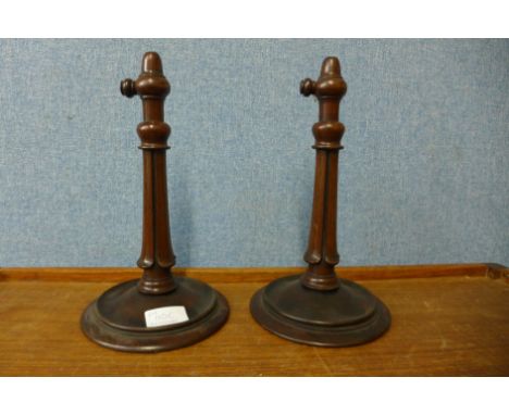 A pair of William IV rosewood bobbin stands, 27cms h 