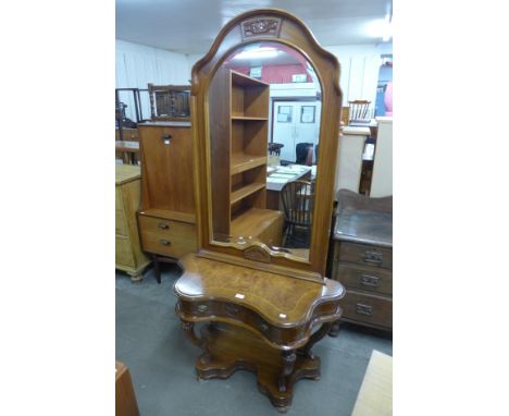 An Italian style walnut console table and mirror 