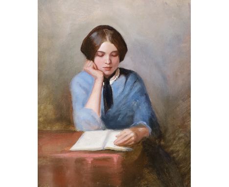 Victorian School, oil on board, Portrait of Annie Gambart, initialled and dated 1852, 28 x 24cm
