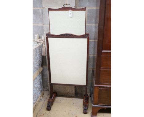 A William IV mahogany sliding firescreen, width 54cm, height 108cm