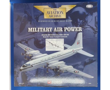 Corgi Models. A Military Air Power Bristol Britannia 253/CMK1 XM-496 RAF Transport Command. Scale 1:144. Die Cast scale model