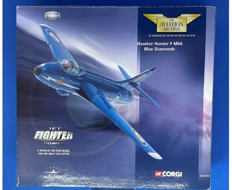 Corgi Models. Jet Fighter Power. Hawker Hunter F MK6 Blue Diamonds. Scale 1:72. Limited Edition. Die Cast scale model. Mint c