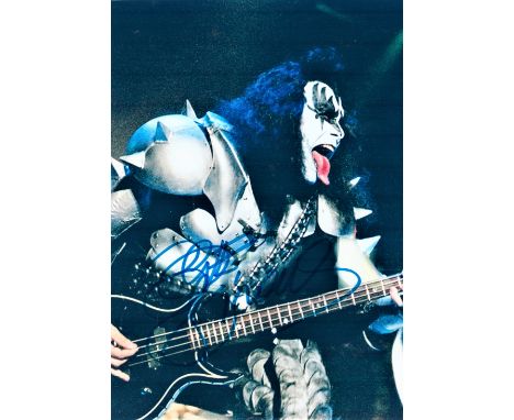 Gene Simmons signed 10x8 colour photo. Gene Simmons is an Israeli-American musician, singer, and songwriter. Also known by hi