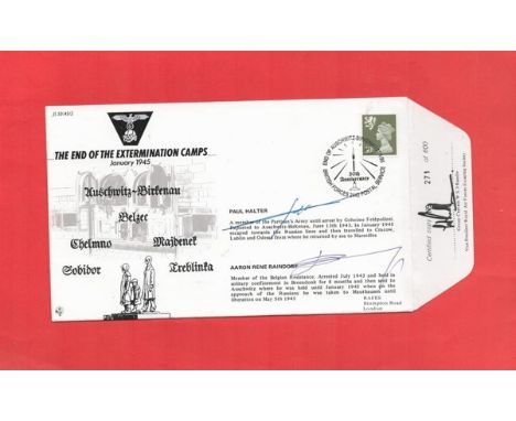 The End of The Extermination Camps January 1945 FDC. Signed by Paul Halter, a member of partisan army and Aaron Rene Raindorf