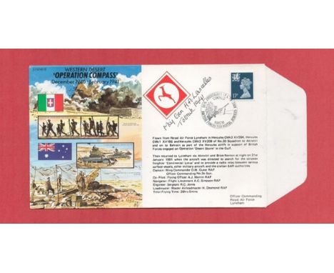 Western Desert Operation Compass December 1940- February 1941 FDC. Signed by General H A Lascelles. Stamp dated 9 Dec 1990. J