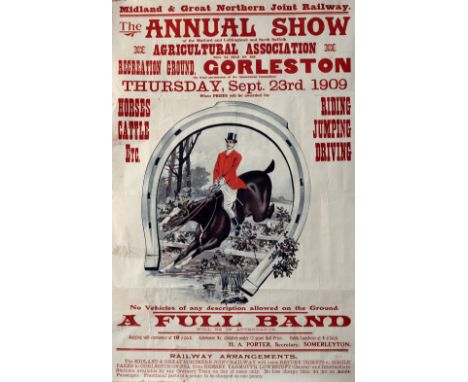 Poster M&GN THE ANNUAL SHOW OF THE MUTFORD AND LOTHINGLAND AND NORTH SUFFOLK AGRICULTURAL ASSOCIATION 1909 GORLESTON. Double 