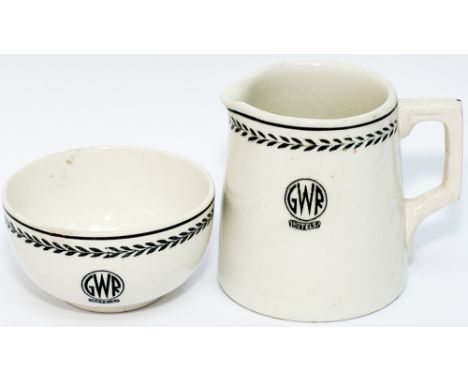 GWR Black Leaf china x2 consisting of: a small finger bowl, 3in diameter, base marked VITRESOL J&G MEAKIN ENGLAND, in excelle