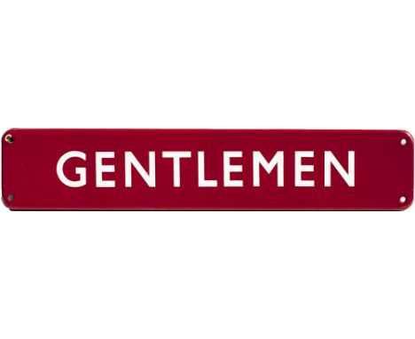 BR(M) FF enamel doorplate GENTLEMEN measuring 18in x 3.5in. In excellent condition with a couple of minor chips around the sc