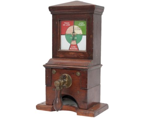 Great Northern Railway mahogany cased pegging block instrument. The case retains its enamel dial surround and pencilled insid