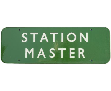 BR(S) FF dark green enamel doorplate STATION MASTER. In very good condition measuring 18in x 6in.