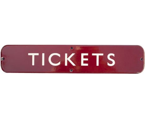 BR(M) FF enamel doorplate TICKETS. In excellent condition with a few small edge chips. Measures 18in x 3.5in.