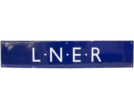 LNER enamel double royal poster board heading measuring 28in x 6in. In excellent condition.
