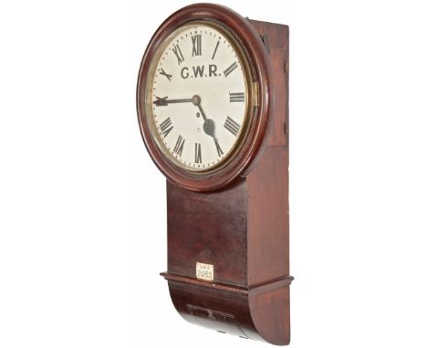 Great Western Railway 12 inch dial mahogany cased drop dial trunk fusee clock supplied to the GWR around 1870 by Kays Ltd of 