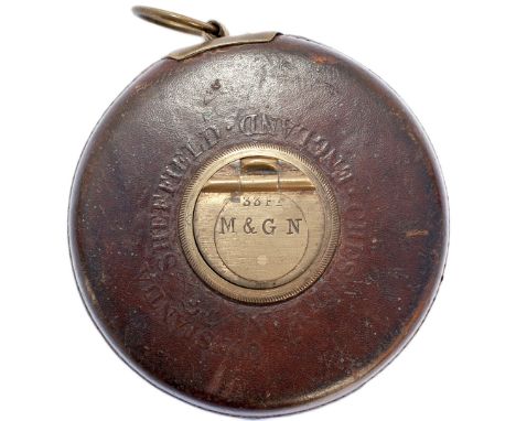 Midland and Great Northern Railway leather case 33 foot tape measure, embossed CHESTERMAN SHEFFIELD and stamped on the brass 