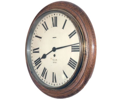 BR(M) 12in oak cased railway clock number 21201. The Smiths going barrel movement has just been oiled and the back of the dia
