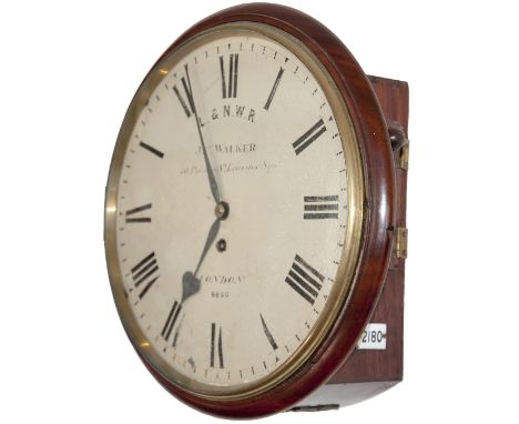 London and North Western Railway 12 inch dial mahogany cased fusee clock supplied to the LNWR around 1860 by John Walker of L