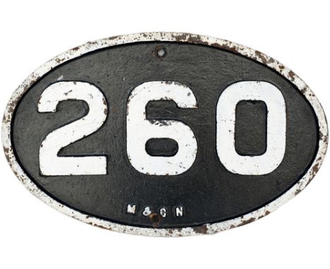 Midland and Great Northern Railway cast iron bridge plate M&GN 260. Bridge 260 was an elliptical over bridge north west of Dr