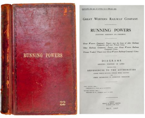 GWR Running Powers Book No 22. A quite stunning hardback book first printed in 1902 this is the second edition printed in May