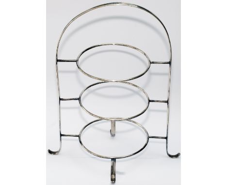 LNER silverplate 3 tier cake plate stand nicely engraved LNER in script on the handle and stamped Mappin & Webb on one of the