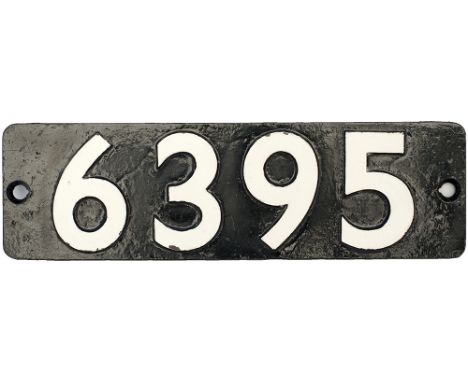 Smokebox numberplate 6395 ex GWR 2-6-0 built in 1921 by Robert Stephenson & Hawthorn Ltd. Allocations included 85A Worcester,