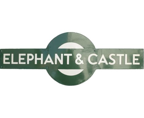 Southern Railway enamel target ELEPHANT & CASTLE from the former SECR and LSWR station on the line between Holborn Viaduct an