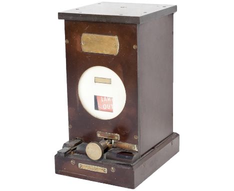 GWR Bakelite cased LAMP IN LAMP OUT indicator with R E Thompson brass makers plate. In excellent complete condition.