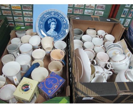 A Collection of Royal Commemorative Mugs, Queen Victoria to present day, plus a QEII commemorative tea service:- Two Boxes.