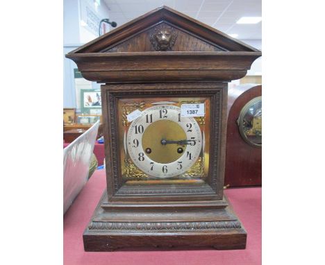 Junghans Mantle clock, with eight day movement, bevelled glass door.