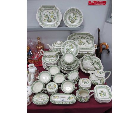 A Spanish San Claudio 'Kantong; Dinner Service, approximately eighty pieces, including tea and coffee pots and lidded tureen.