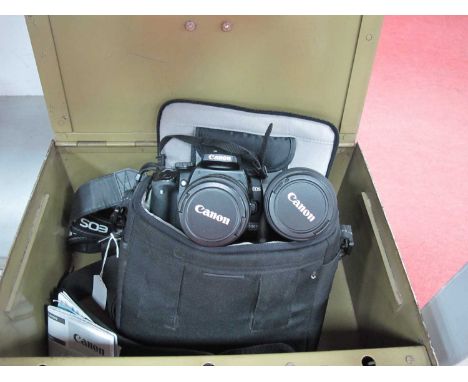 Canon EDS 400D Digital Camera, having 18-55 lens, zoom lens,m in carry case, Siroma metal safe, 40cm wide, with key