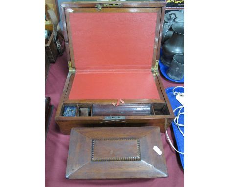 A XIX Century writing slope with red lether to insiden, brass plaque and handles and drawer to one side togther with a XIX Ce