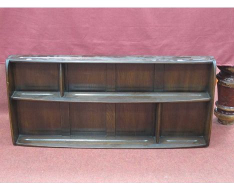 Ercol Wall Display Rack, with random dividers to central shelf, 106.5cm wide.