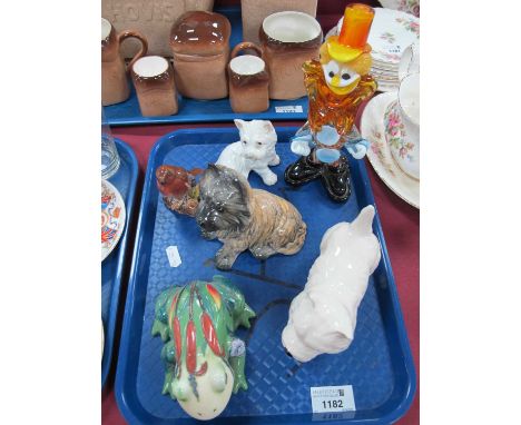 Beswick White Westie Terrier, 12cm high, Country artists frog, glass clown, etc:- One Tray.