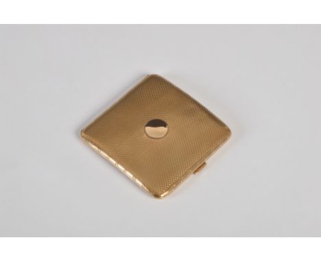 A 9ct gold cigarette case, Birmingham, 1919, maker WN LTD, of slightly convex form with engine turned covers, 8.5cm x 9cm, 12
