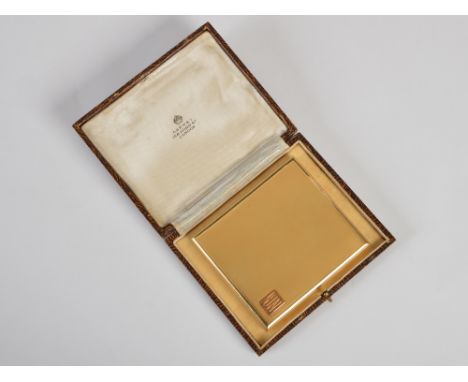 An 18ct gold cigarette case by Asprey, 166 Bond St., London, London, 1926, makers mark A&Co. LTD., with Patent opening action