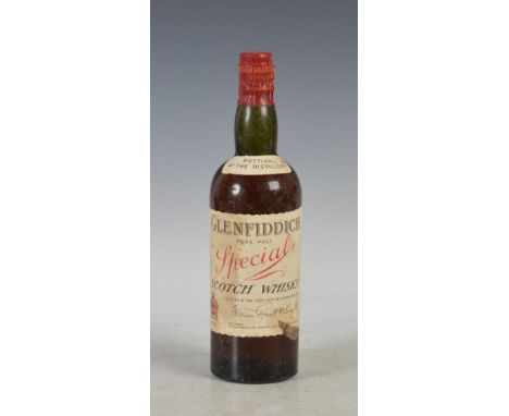 One bottle of Glenfiddich Special Pure Malt Scotch Whisky, circa 1950's, with original William Grant & Sons Ltd. tissue wrapp