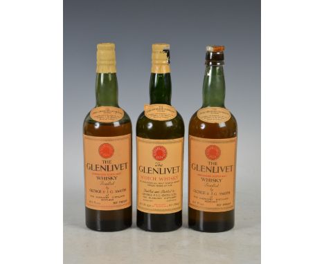 Three bottles of The Glenlivet Scotch Whisky, unblended Scotch Malt, (3)