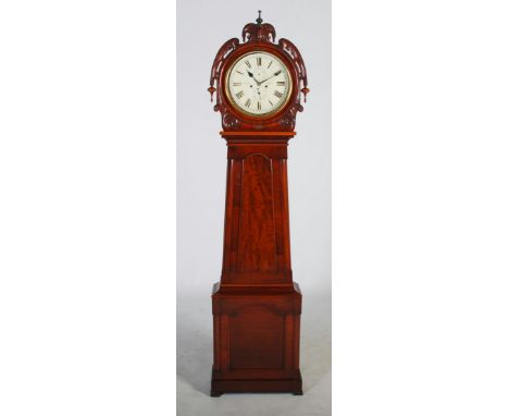 A 19th century mahogany longcase clock THOS. DOBBIE, GLASGOW, the 13" circular enamel dial with Roman Numerals and two subsid