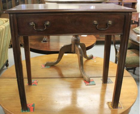 19th Century mahogany side or console table with dummy drawer on reeded legs.