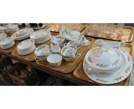 Five trays of Aynsley 'Cottage Garden' bone china teaware and other items comprising: teacups and saucers; teapot; plates; mi