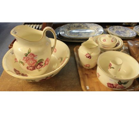 Mintons Tiber jug and basin set with matching accessories including: chamber pot; bowls; jug etc.