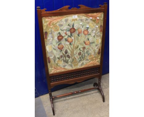 20th Century mahogany tapestry fire screen.