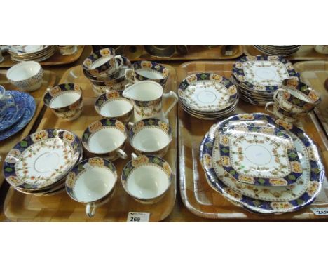 Two trays of Salisbury 'Mona' china teaware items comprising: teacups and saucers; milk jug; plates etc. (2)