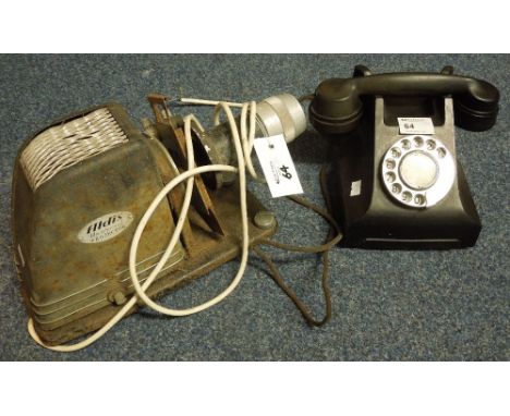 Vintage black Bakelite telephone together with an Aldis slide projector. (2)