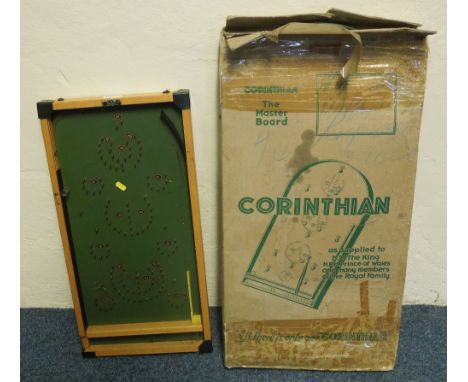 'Corinthian' bagatelle board in original box together with another. (2)