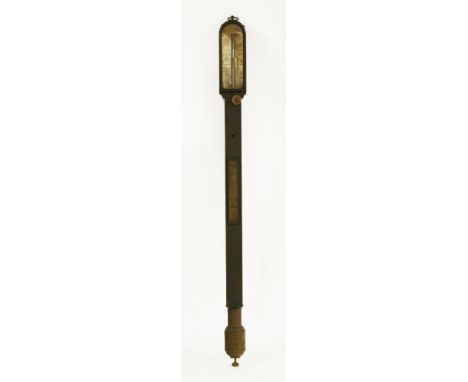 A mid-19th century mahogany stick barometer,with an ivory register, inscribed in the arch 'Nixon, Commercial Road East' (John