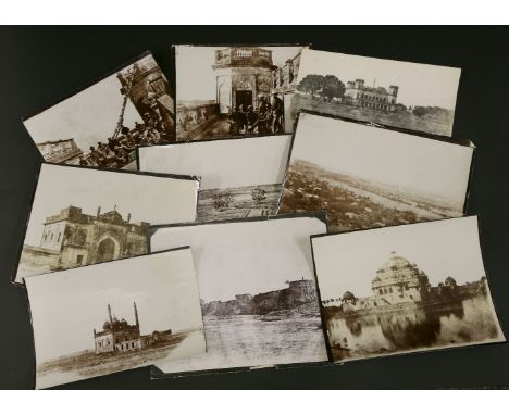 Indian Mutiny photographs,including:'Roof of Alumbagh House',Officers of the Picket, 1858' (x2), and'Alumbagh House, 1858',tw