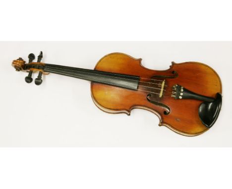 A violin, late 19th century, probably Scottish, labelled 'Repaired... by John Hardie, 29a Broughton Street, Edinburgh, May 18